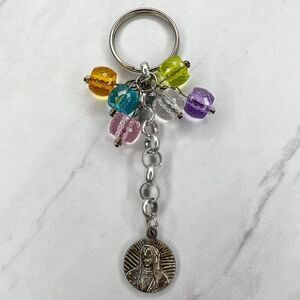 Colorful Beaded Juan Pablo Coin Keychain Keyring
